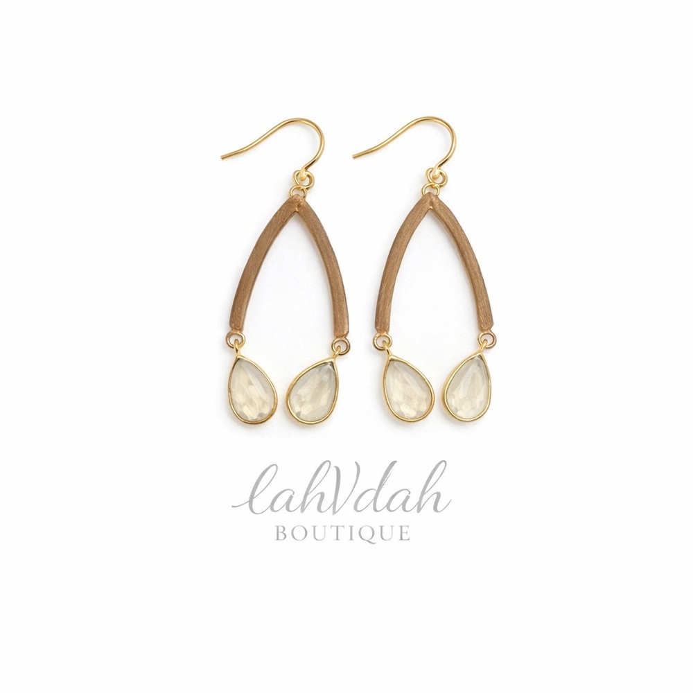 Lahvdah Gold and Brown Teardrop Earrings